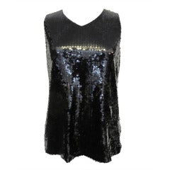 Classic Chanel Black Sequin Evening Blouse