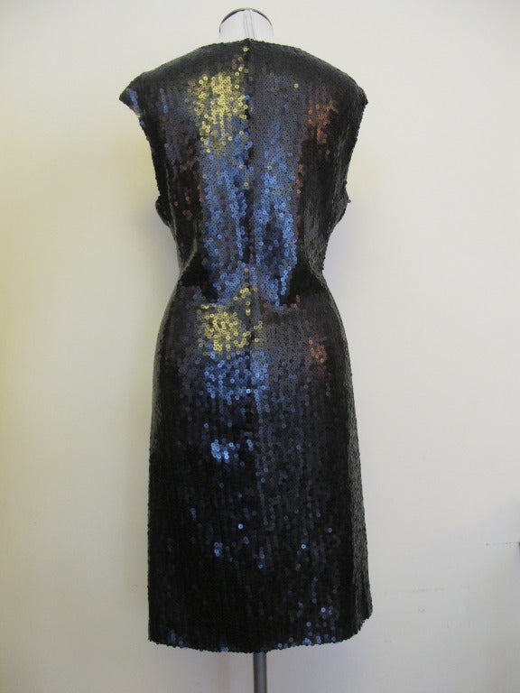 Chanel Black Sequined Sheath Dress For Sale 2