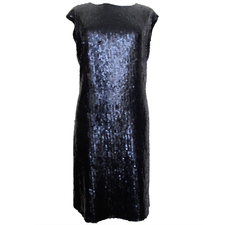 Chanel Black Sequined Sheath Dress For Sale