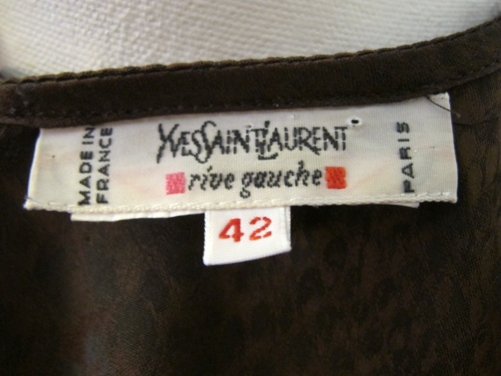 Yves Saint Laurent Brown Snake Skin Print Blouse For Sale 2