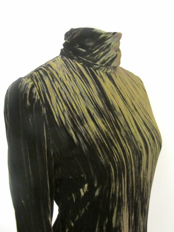 Women's Dark Green Velvet Blouse by Bill Blass For Sale