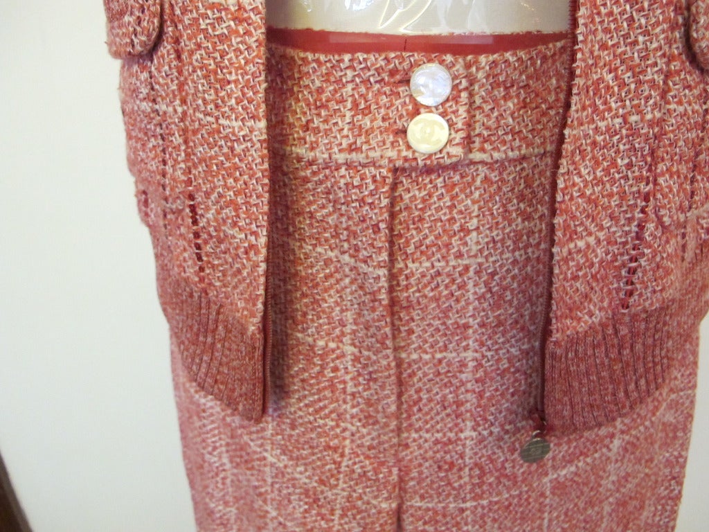 Chanel Cranberry-Raspberry Tweed Pantsuit For Sale 3