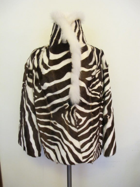 Gray New Fabulous Emanuel Ungaro Zebra Design Jacket For Sale