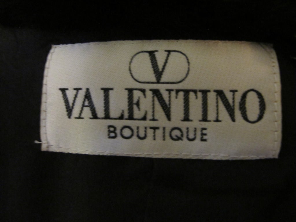 Elegant Valentino Black Suit with Black Mink Collar For Sale 1