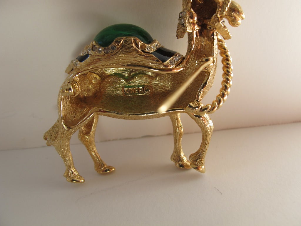 Vintage Ciner Jeweled and Enamel Camel Brooch 2