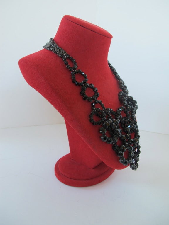Vera Wang Black Crystal Bib Necklace For Sale 1