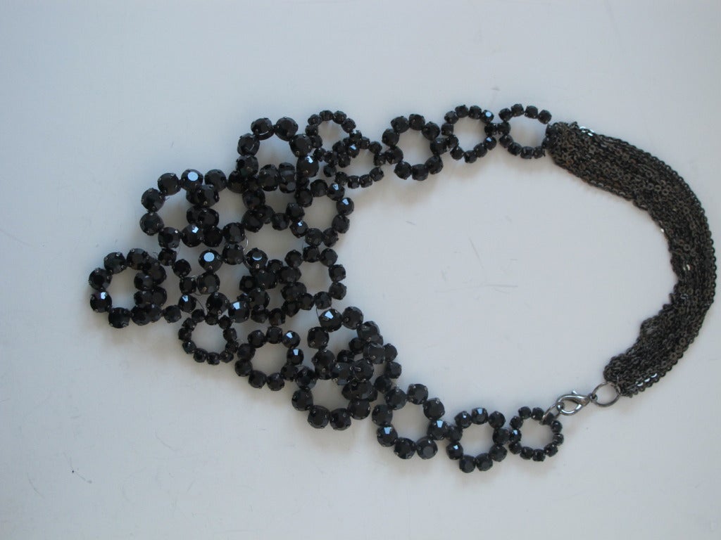Vera Wang Black Crystal Bib Necklace For Sale 3