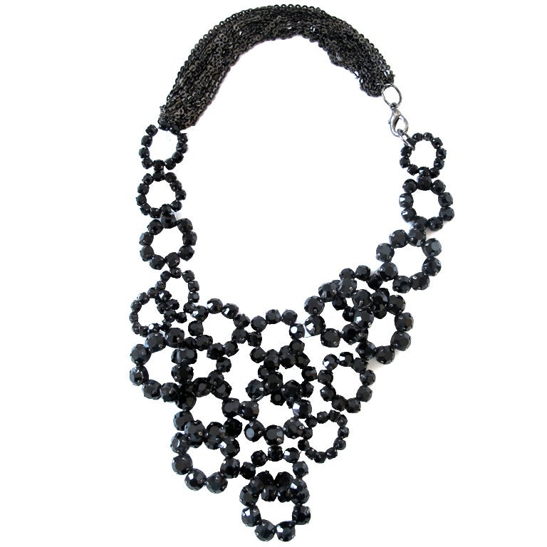 Vera Wang Black Crystal Bib Necklace For Sale