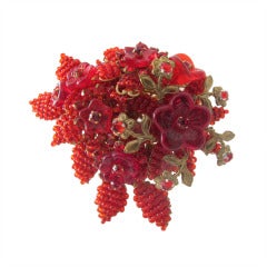 Retro Stanley Hagler N.Y.C. Red Floral Bouquet Brooch