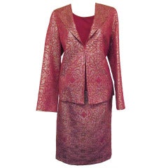 Jean Muir Magenta and Gold Brocade Cocktail Suit