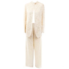 1980's Giorgio Armani Black Label Ivory Lace Pantsuit