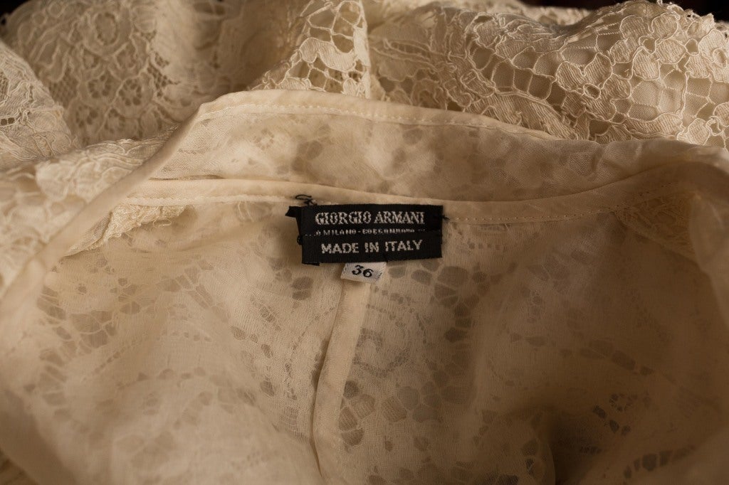 1980's Giorgio Armani Black Label Ivory Lace Pantsuit In Excellent Condition For Sale In San Francisco, CA