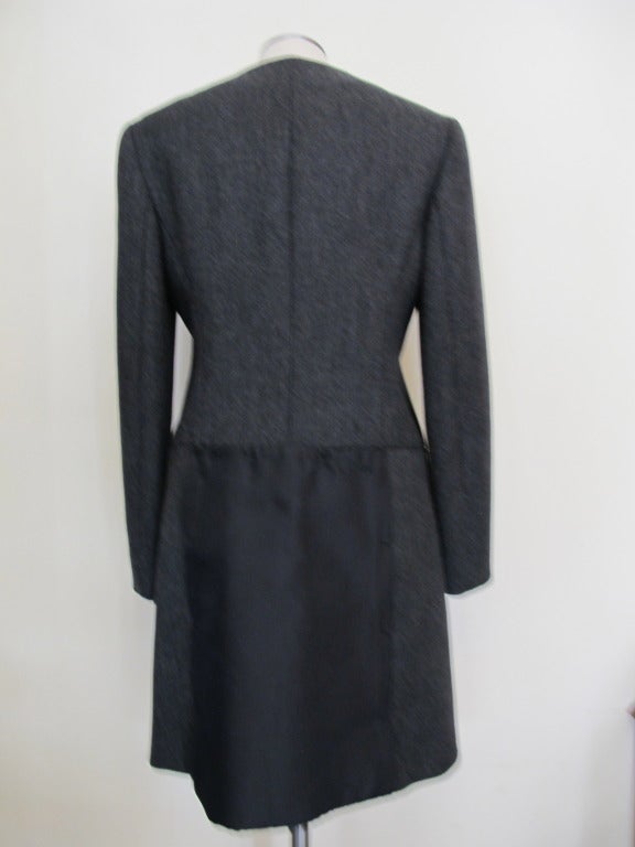 Women's Prada Wool Coat with Black Satin For Sale
