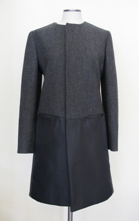 Prada Wool Coat with Black Satin In New Condition For Sale In San Francisco, CA