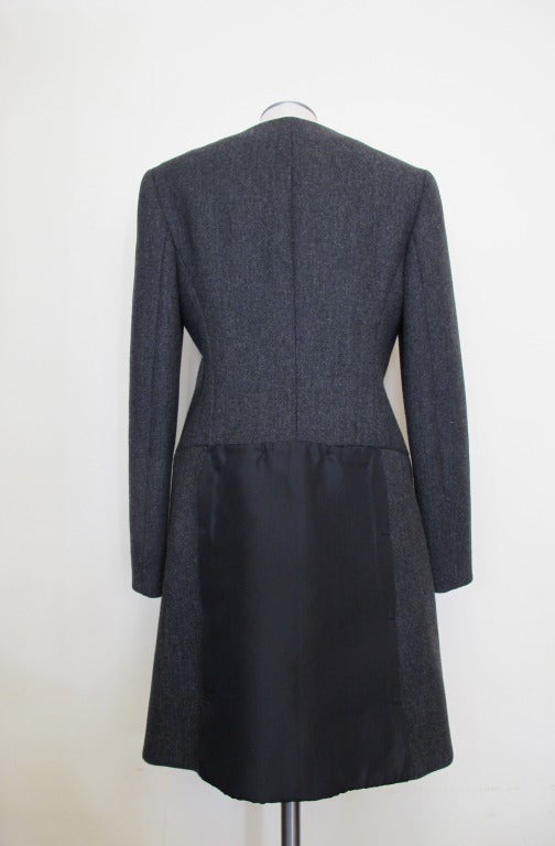 Prada Wool Coat with Black Satin For Sale 1