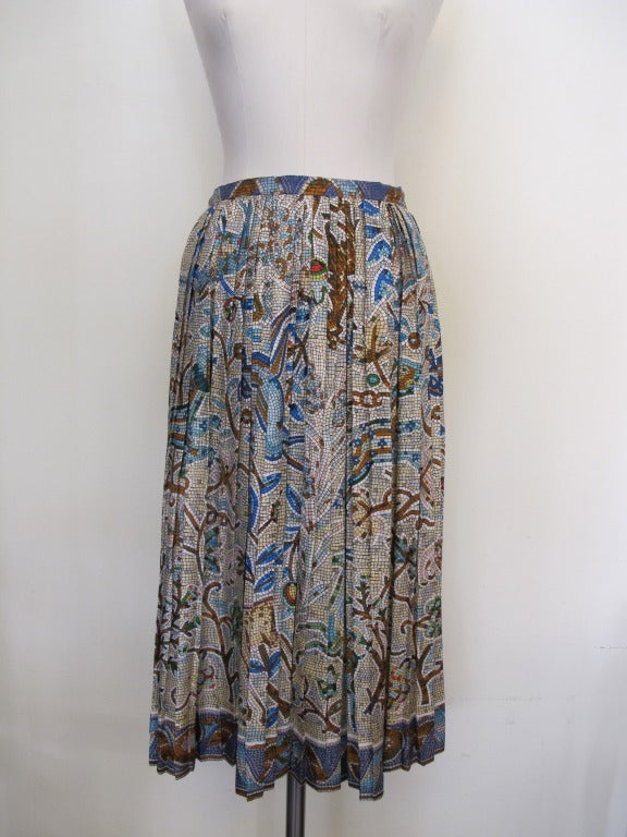 Hermès Pleated Mosaic Design Skirt In Excellent Condition In San Francisco, CA