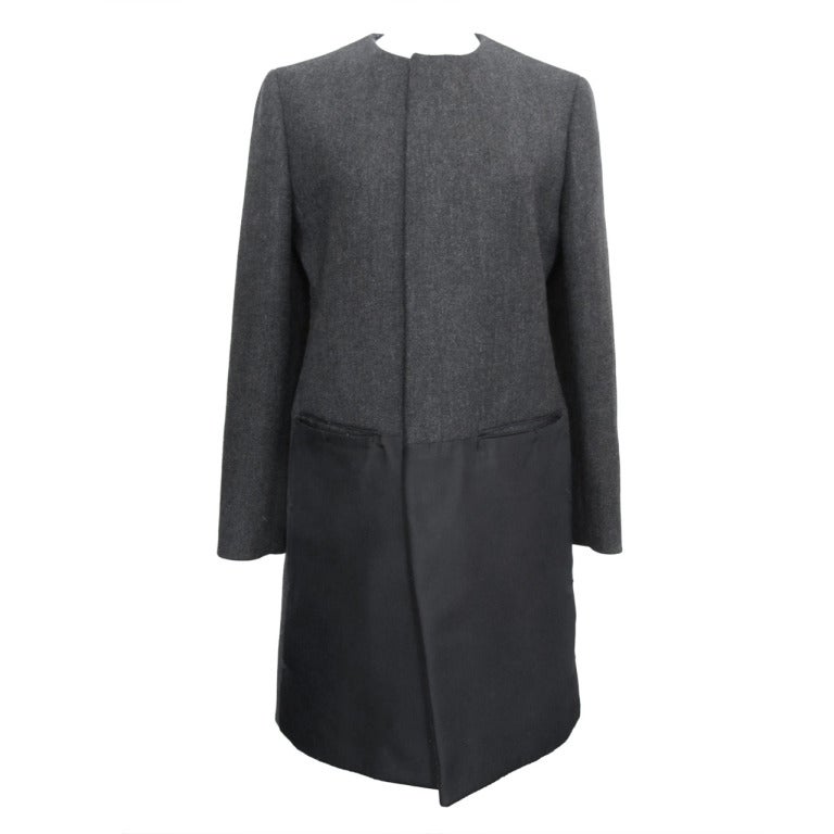 Prada Wool Coat with Black Satin For Sale
