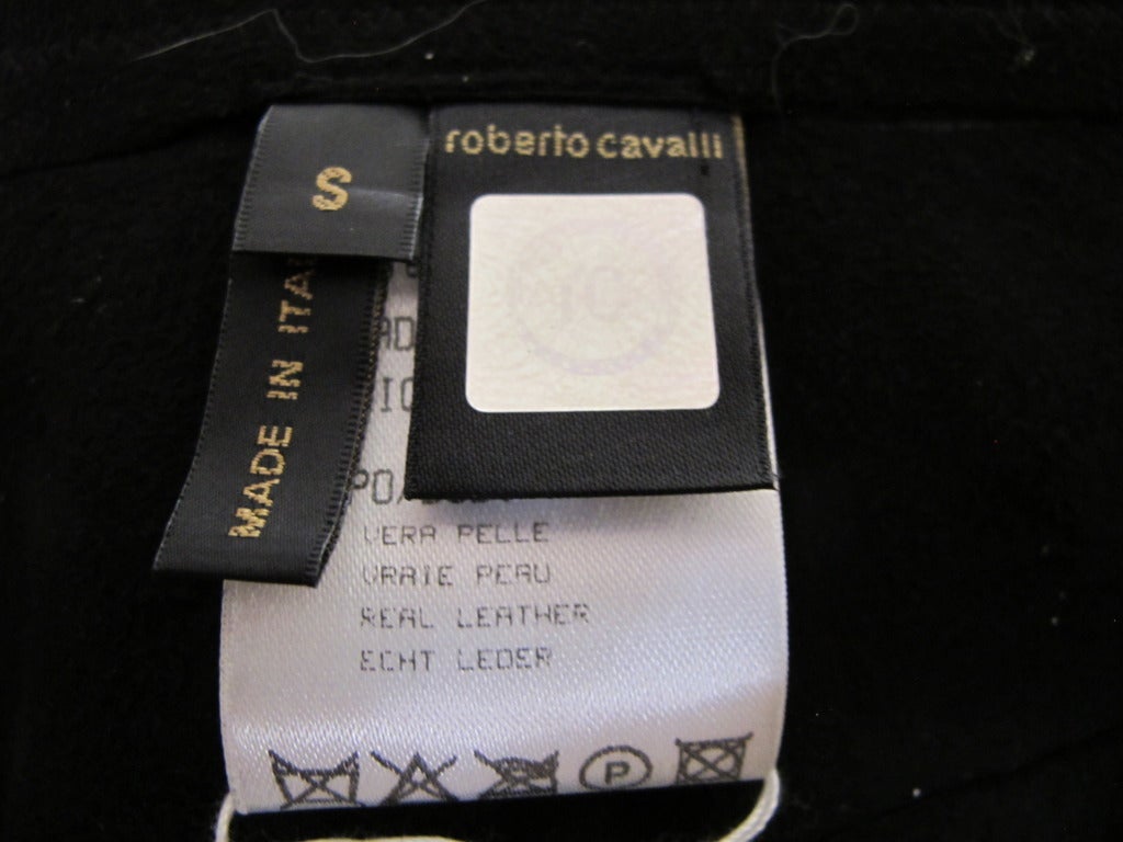 Roberto Cavalli Black Leather Tank Top with Spaghetti Straps For Sale 5