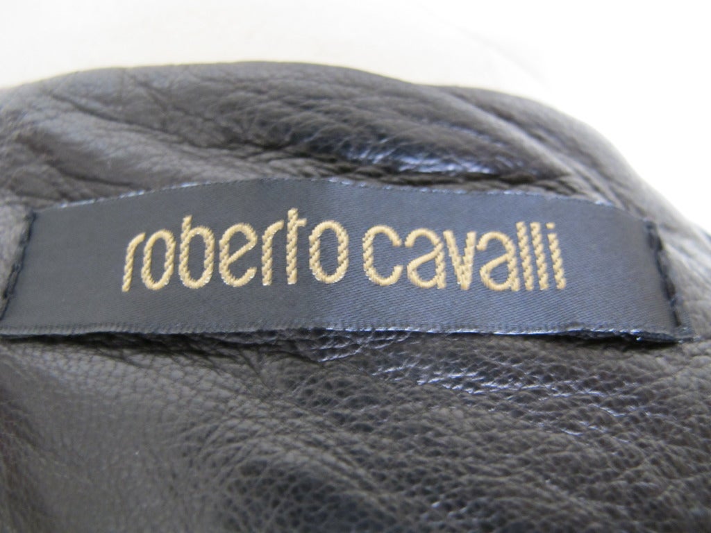 Roberto Cavalli Studded Black Leather Skirt For Sale 4