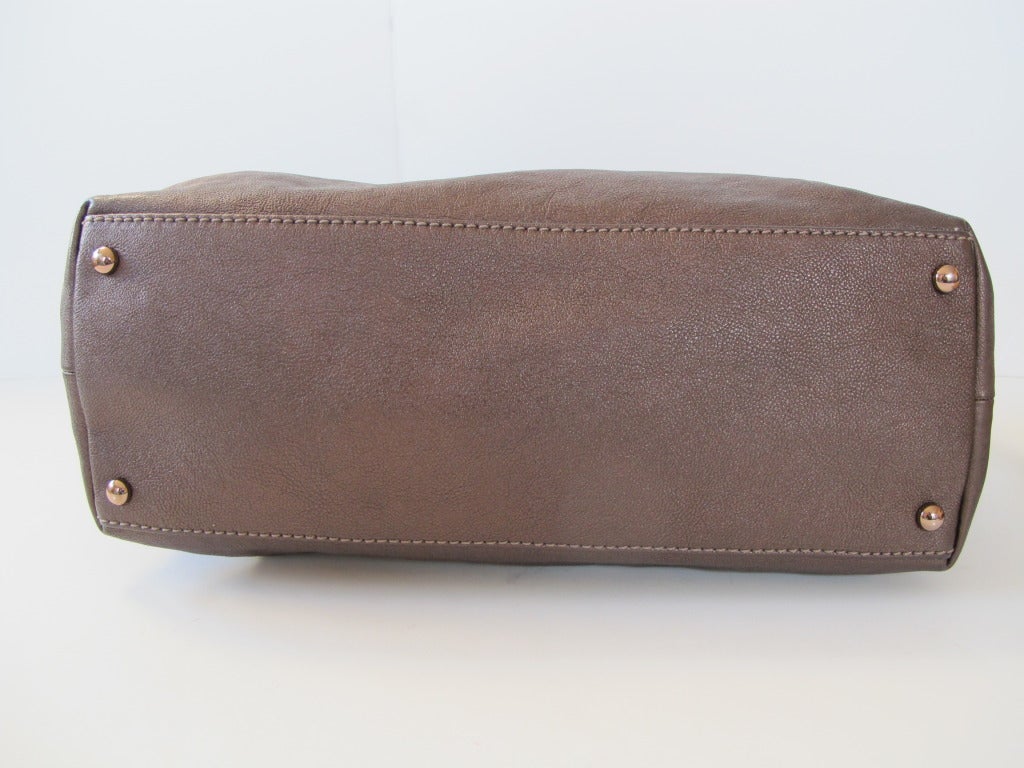 Chanel Bronze Leather Handbag For Sale 6