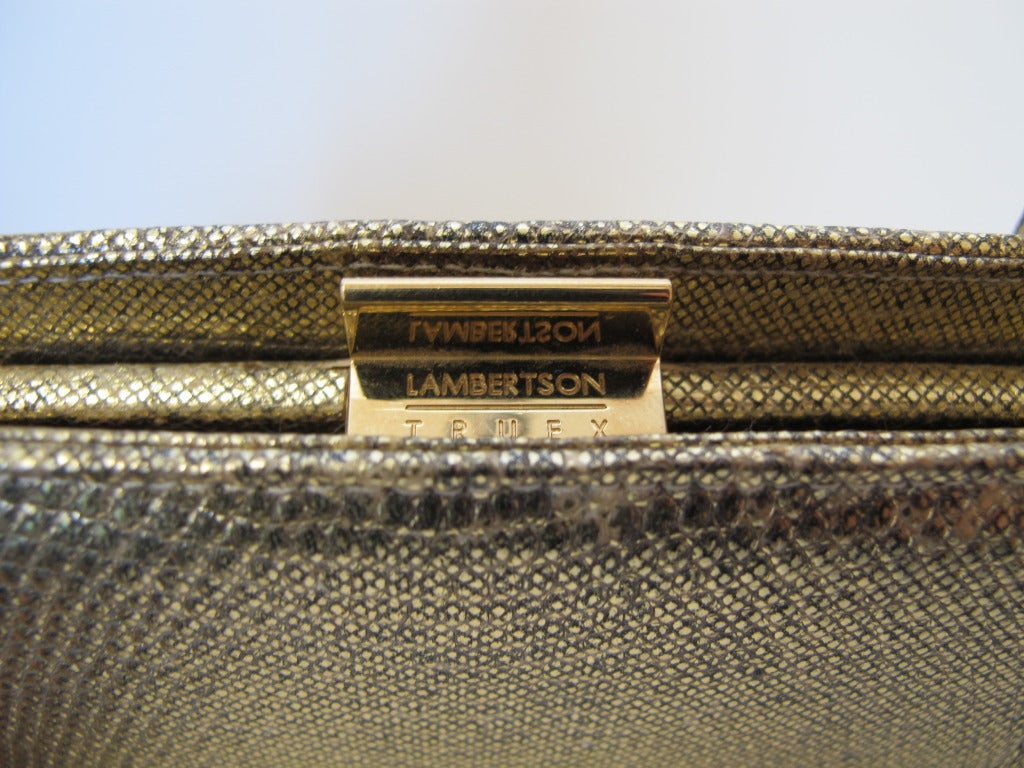 Lambertson Truex Gold Ring Lizard Handbag For Sale 1