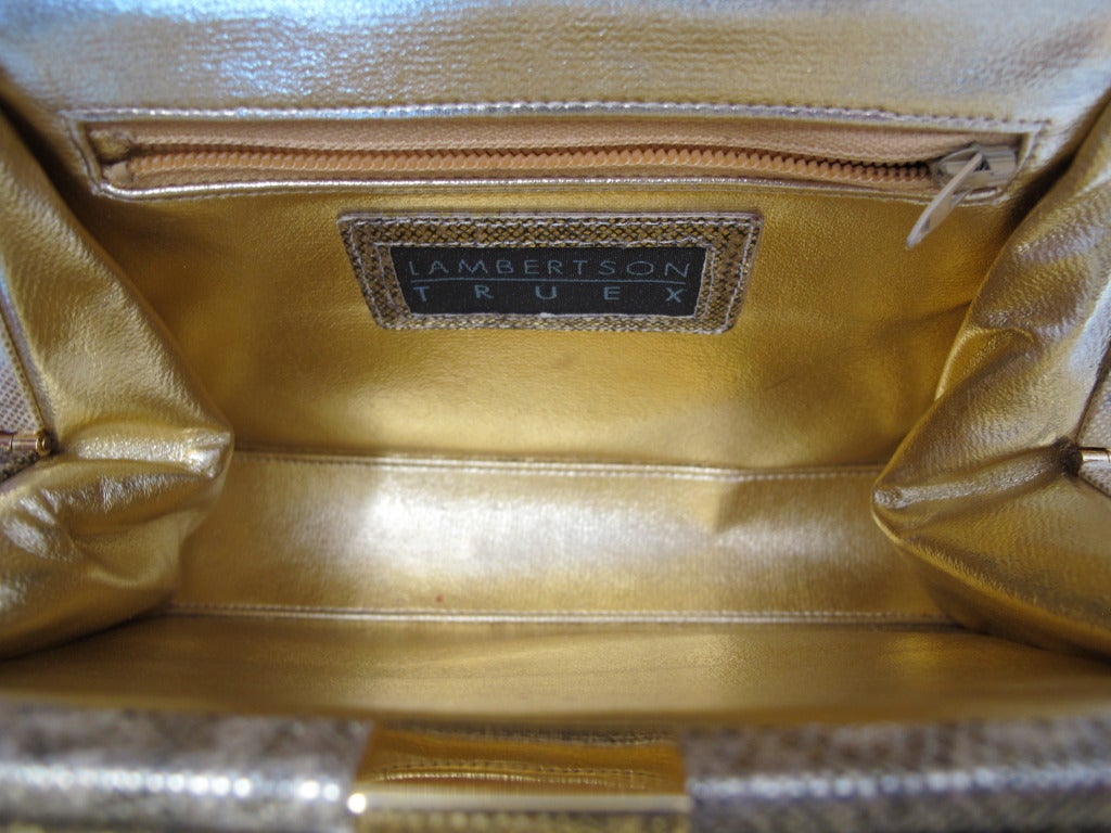 Lambertson Truex Gold Ring Lizard Handbag For Sale 2