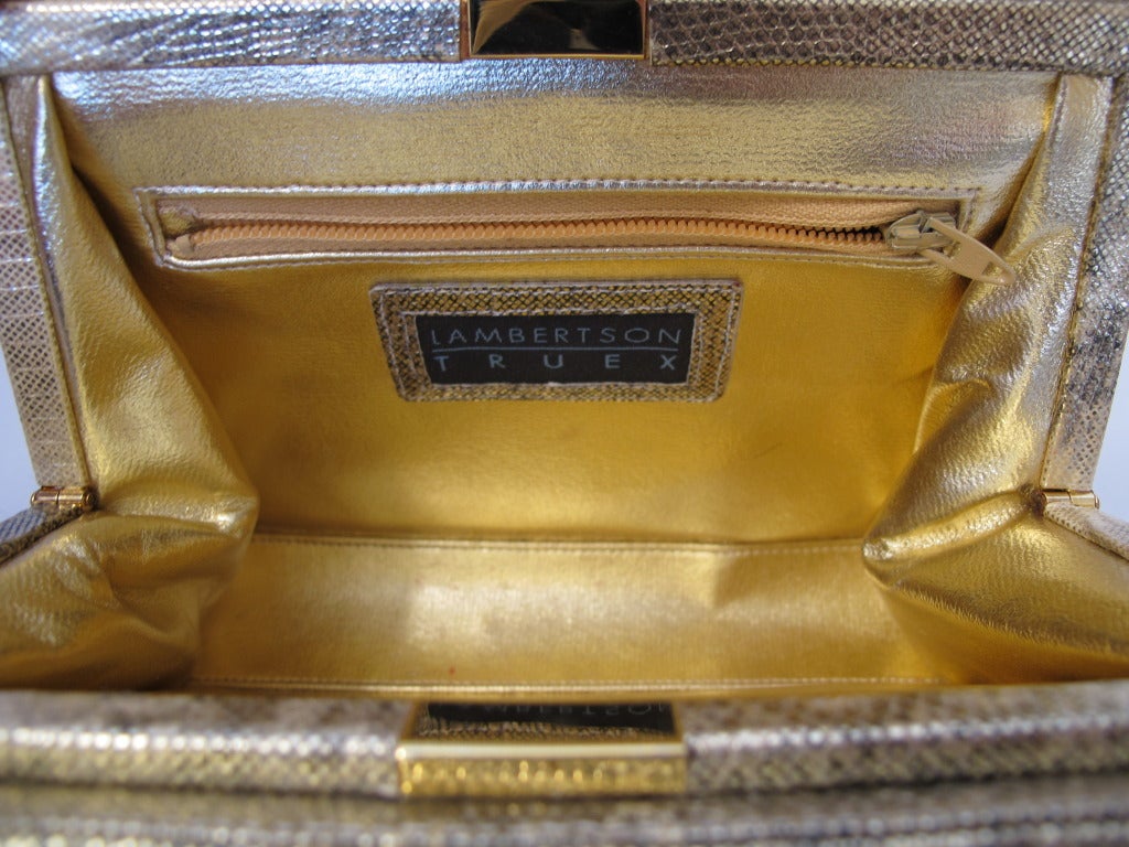 Lambertson Truex Gold Ring Lizard Handbag For Sale 4
