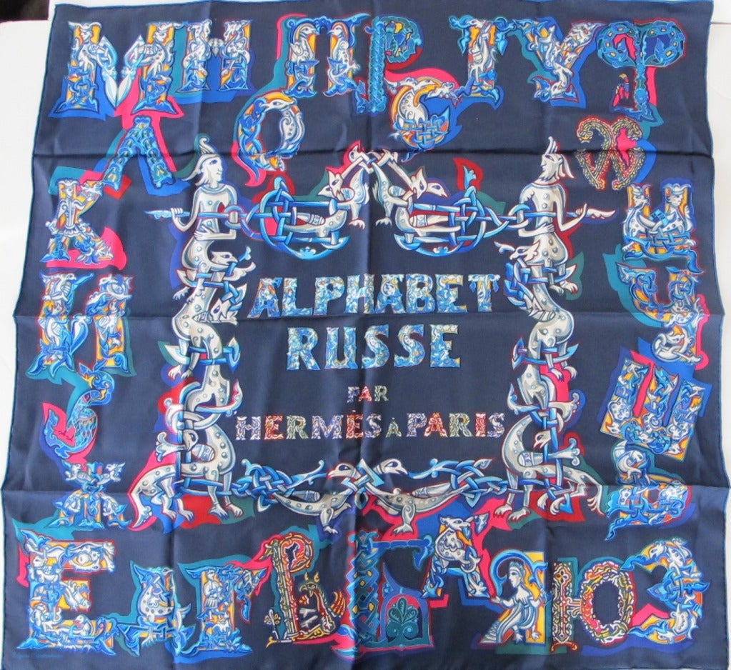 Hermès Alphabet Russe Silk Scarf In New Condition In San Francisco, CA