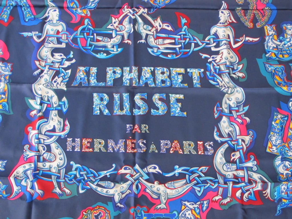 Women's Hermès Alphabet Russe Silk Scarf