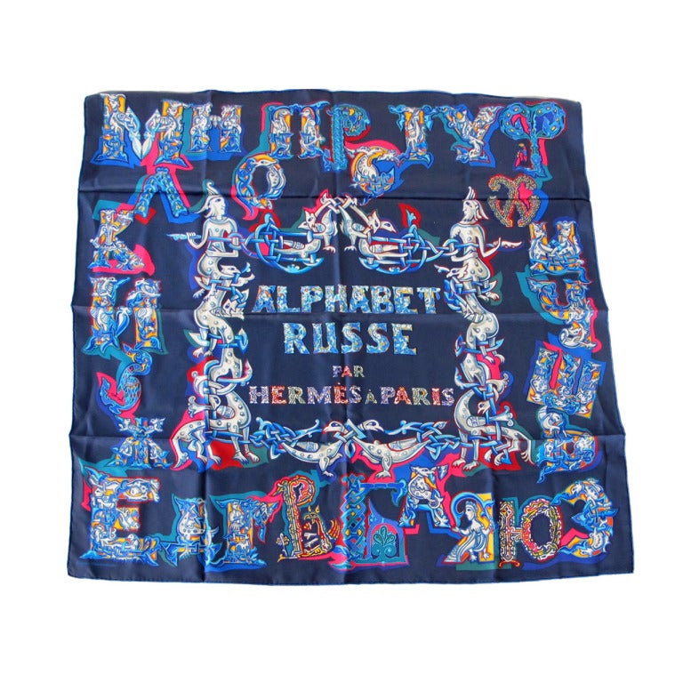Hermès Alphabet Russe Silk Scarf