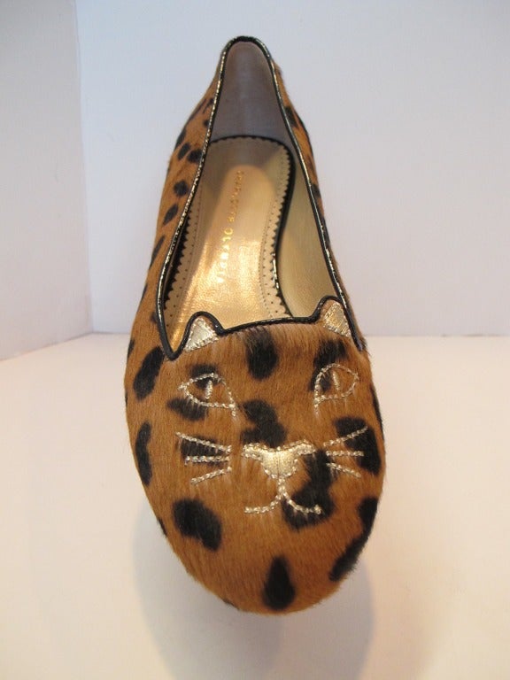 Charlotte Olympia Kitty Leopard Flats at 1stDibs