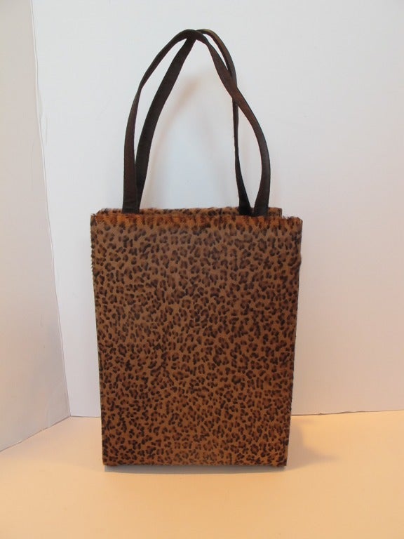 Brown Bottega Veneta Mini Leopard Print Handbag For Sale