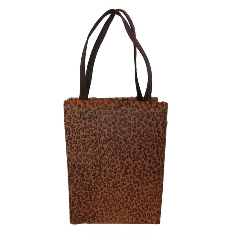 Bottega Veneta Mini Leopard Print Handbag For Sale