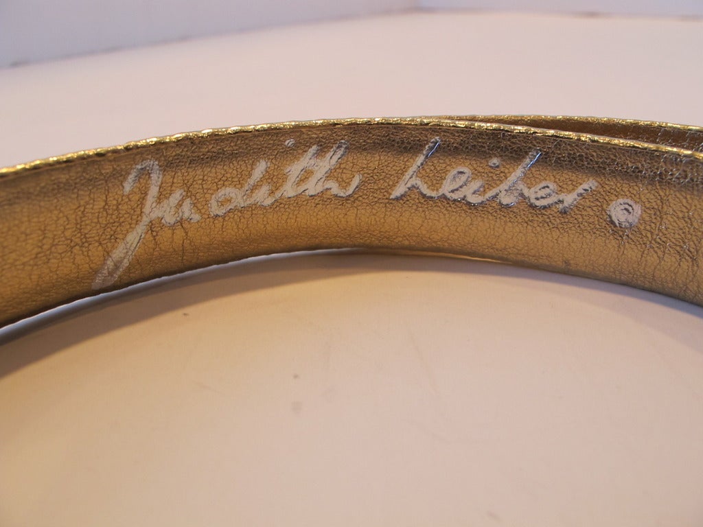 Judith Lieber Adjustable Gold and Rhinestone Belt For Sale 3