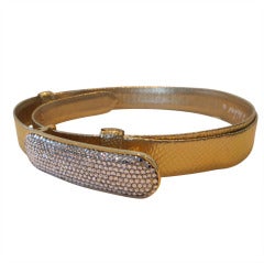 Judith Lieber Adjustable Gold and Rhinestone Belt