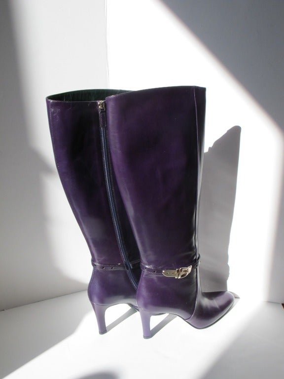 Gray New Gucci Luscious Purple Boots For Sale