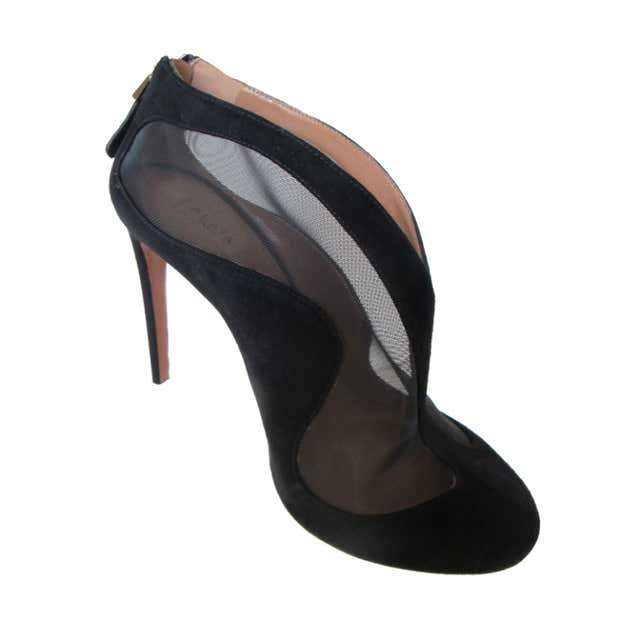 ALAIA Size 8.5 Dark Red Suede Laser Cut T Strap Sandals 