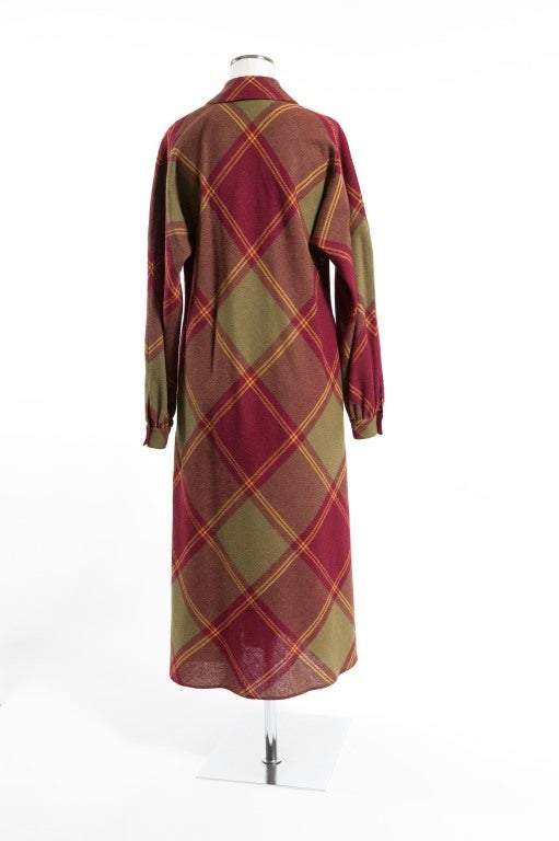 Brown Late 1970's - Early 1980's Calvin Klein Wool Plaid Dress For Sale