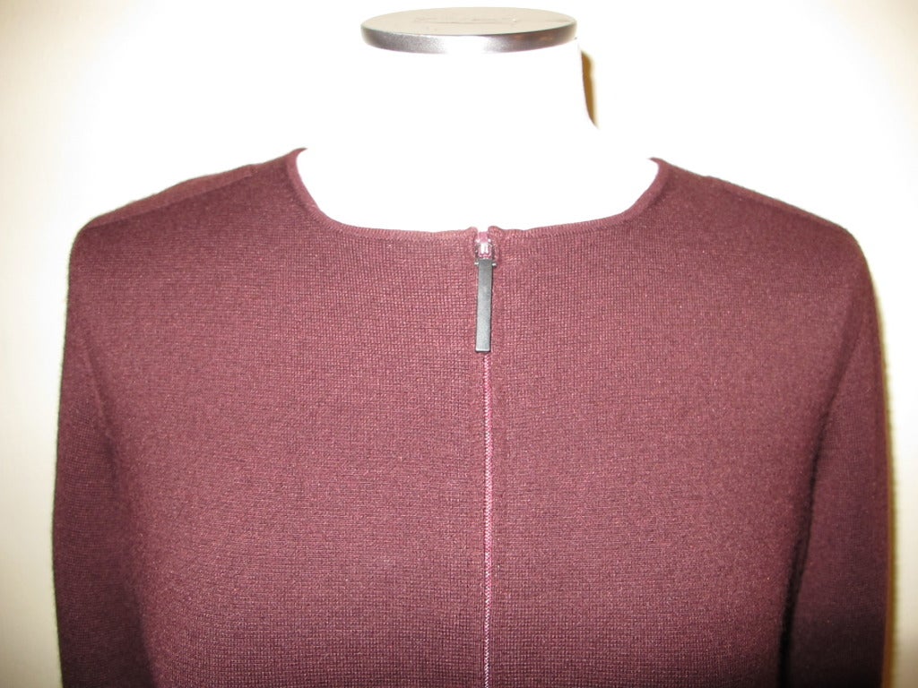 Women's Akris Elegant Maroon Jacket and Leather Skirt For Sale