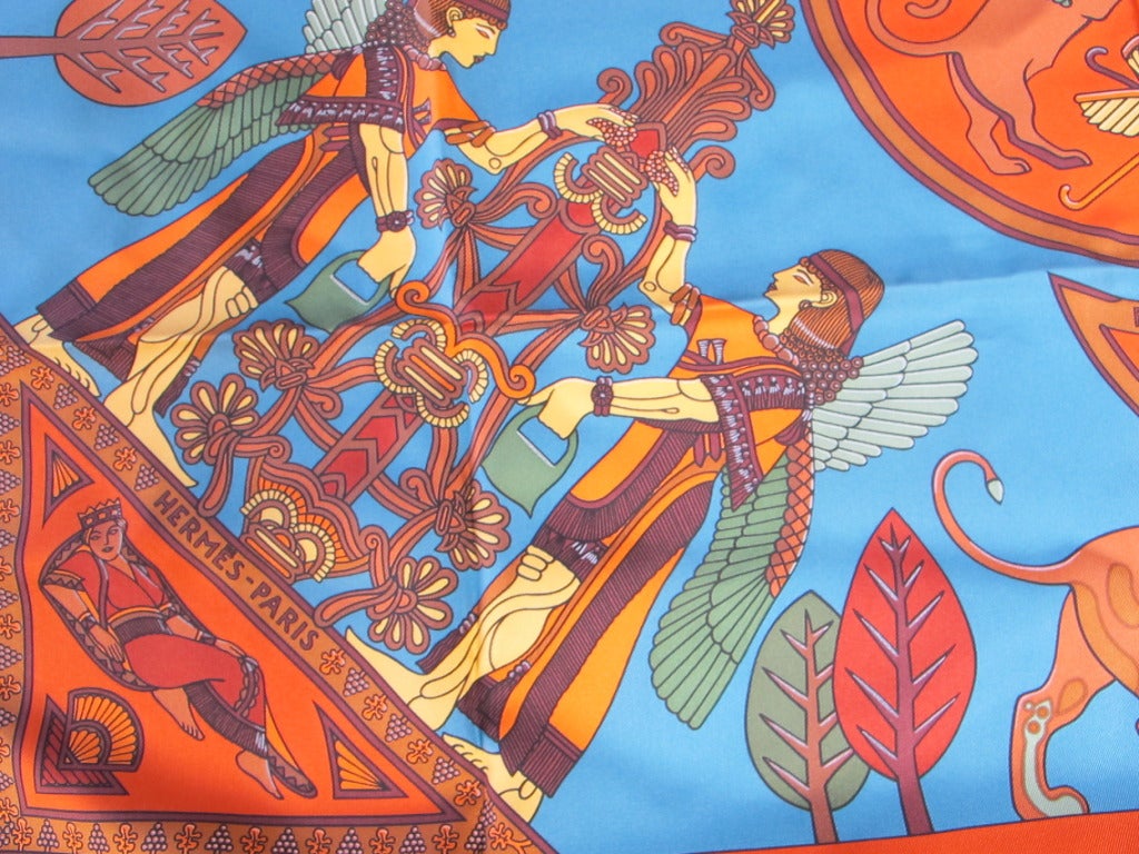 Hermes Persepolis Egyptian Silk Scarf In New Condition For Sale In San Francisco, CA