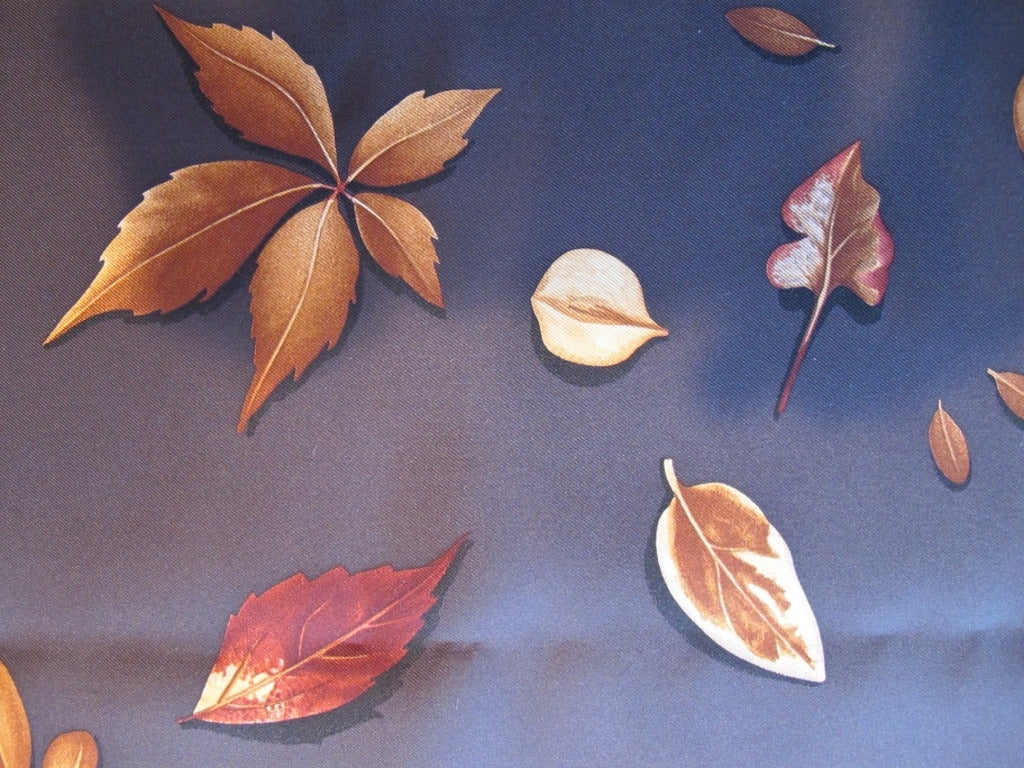 Black Salvatore Ferragamo Magical Leaf Design Scarf For Sale