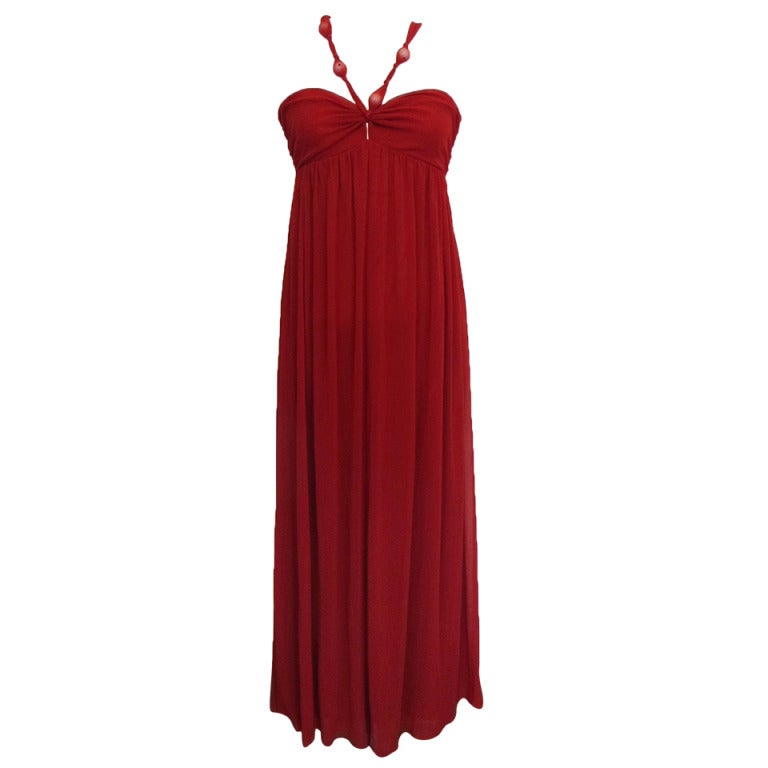 Jean Paul Gaultier "Soleil" Red Halter Gown For Sale
