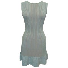 Alaia Aqua Pointelle Knit Design Sleeveless Dress