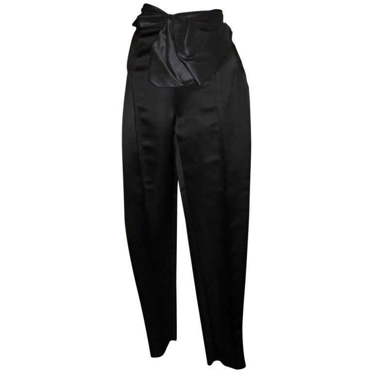 Lanvin Eté 2009 Black Silk Satin Pants For Sale