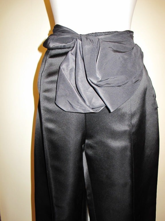 Women's Lanvin Eté 2009 Black Silk Satin Pants For Sale