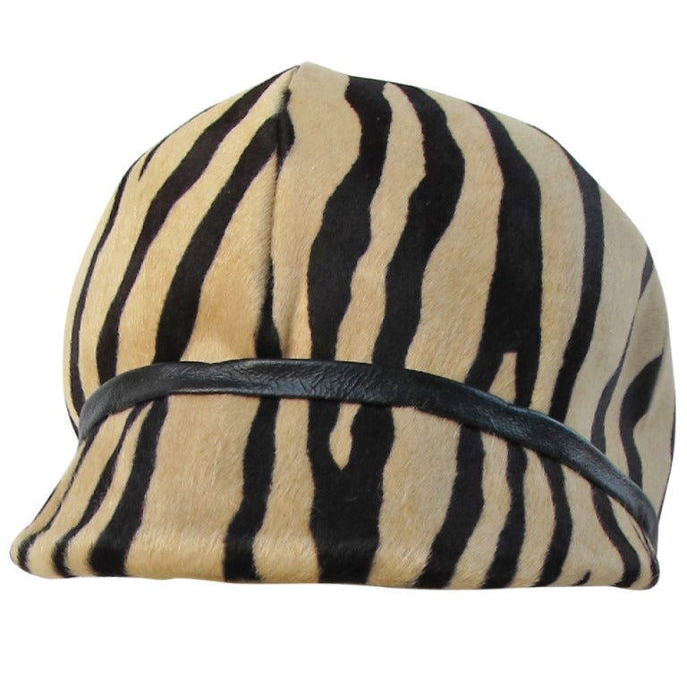 1970's Chic Calfskin Zebra Hat For Sale