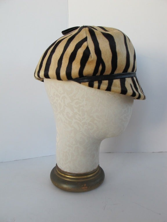 1970's Chic Calfskin Zebra Hat For Sale 1