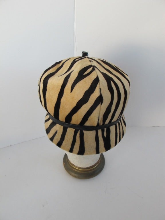 1970's Chic Calfskin Zebra Hat For Sale 2