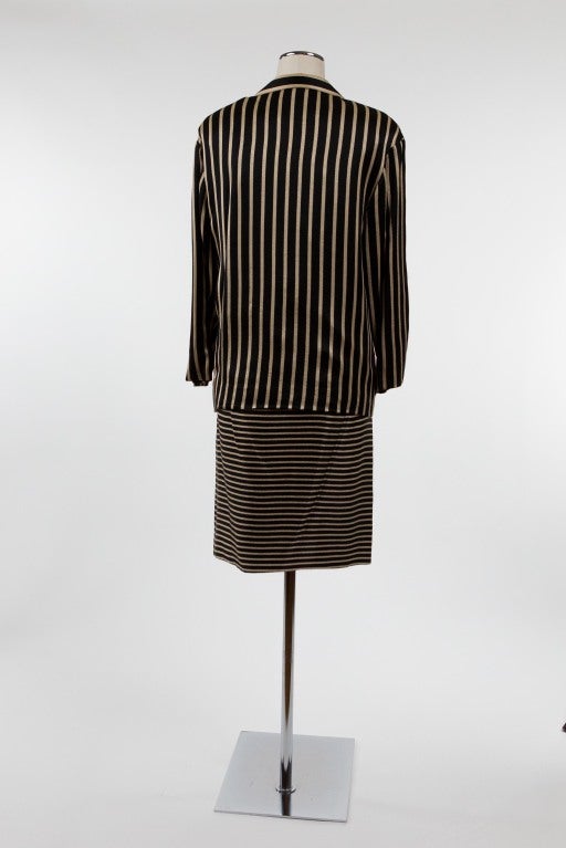 Black 1980's Galanos Silk Skirt Suit For Sale