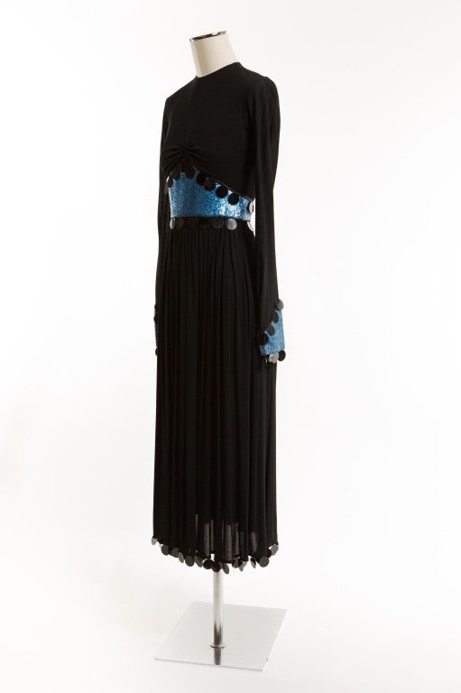 Black Late 1970's/Early 1980's Geoffrey Beene Evening Dress For Sale